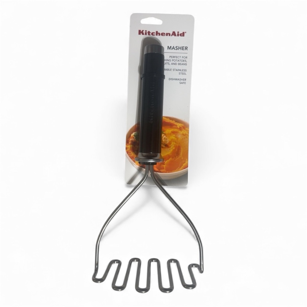 KitchenAid Gourmet Black and Stainless Steel Wire Masher, 10.24"